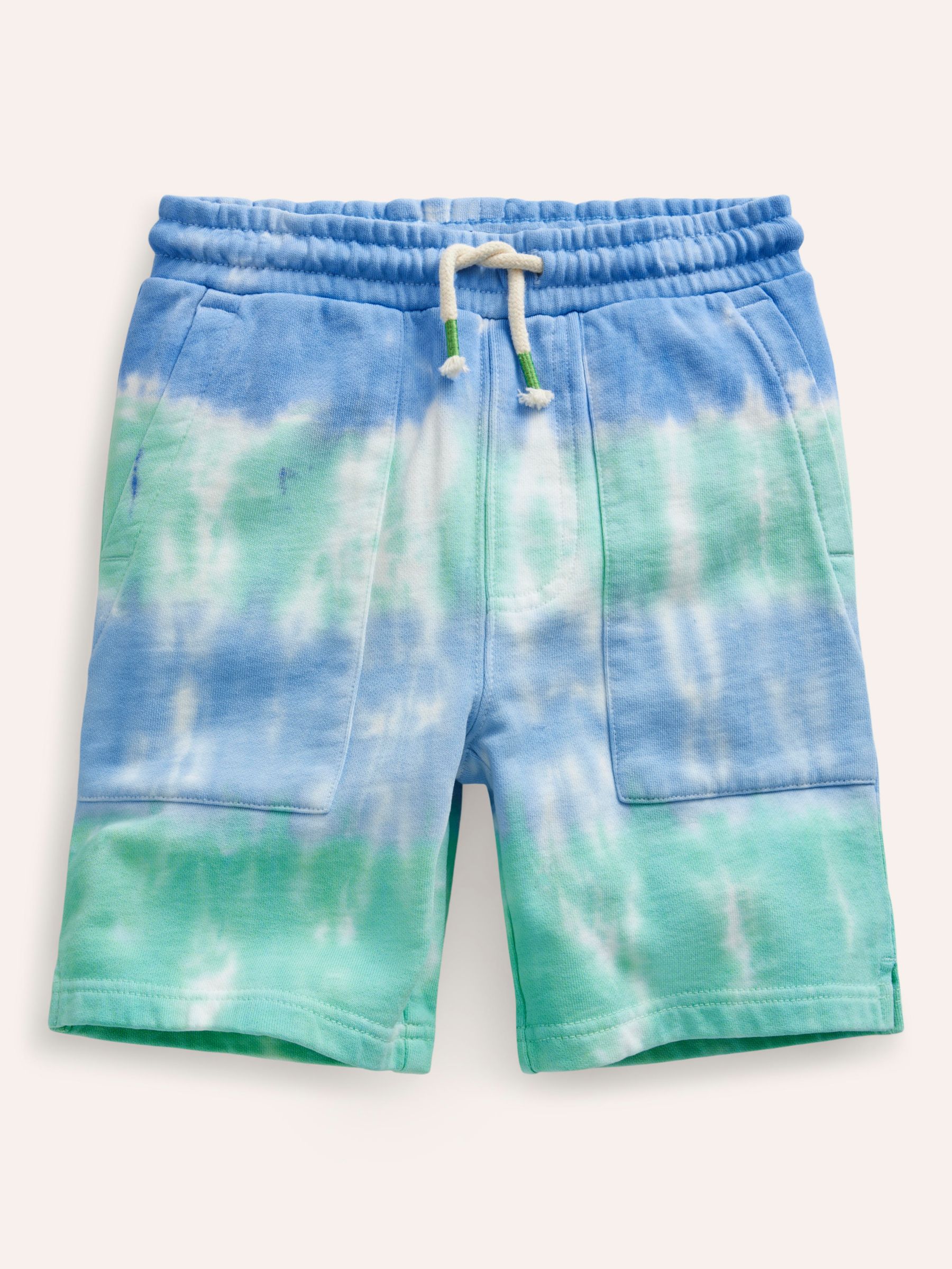 Mini Boden Kids' Tie Dye Print Sweat Shorts, Blue, 12-18 months