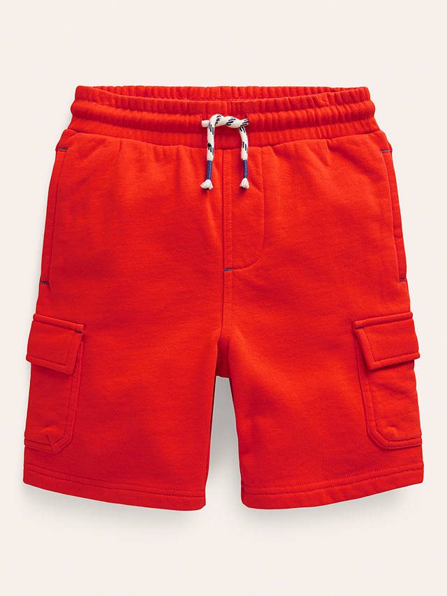 Mini Boden Kids' Jersey Drawstring Cargo Shorts, Firecracker Red