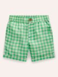 Mini Boden Kids' Gingham Smart Roll Up Shorts, Pea Green
