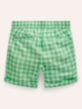 Mini Boden Kids' Gingham Smart Roll Up Shorts, Pea Green