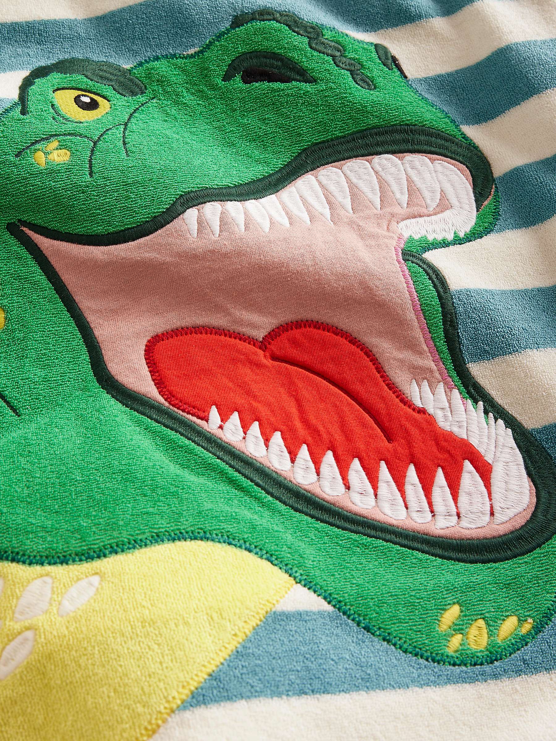 Buy Mini Boden Kids' Dino Applique Towelling Throw-On, Blue/Ivory Stripe Online at johnlewis.com