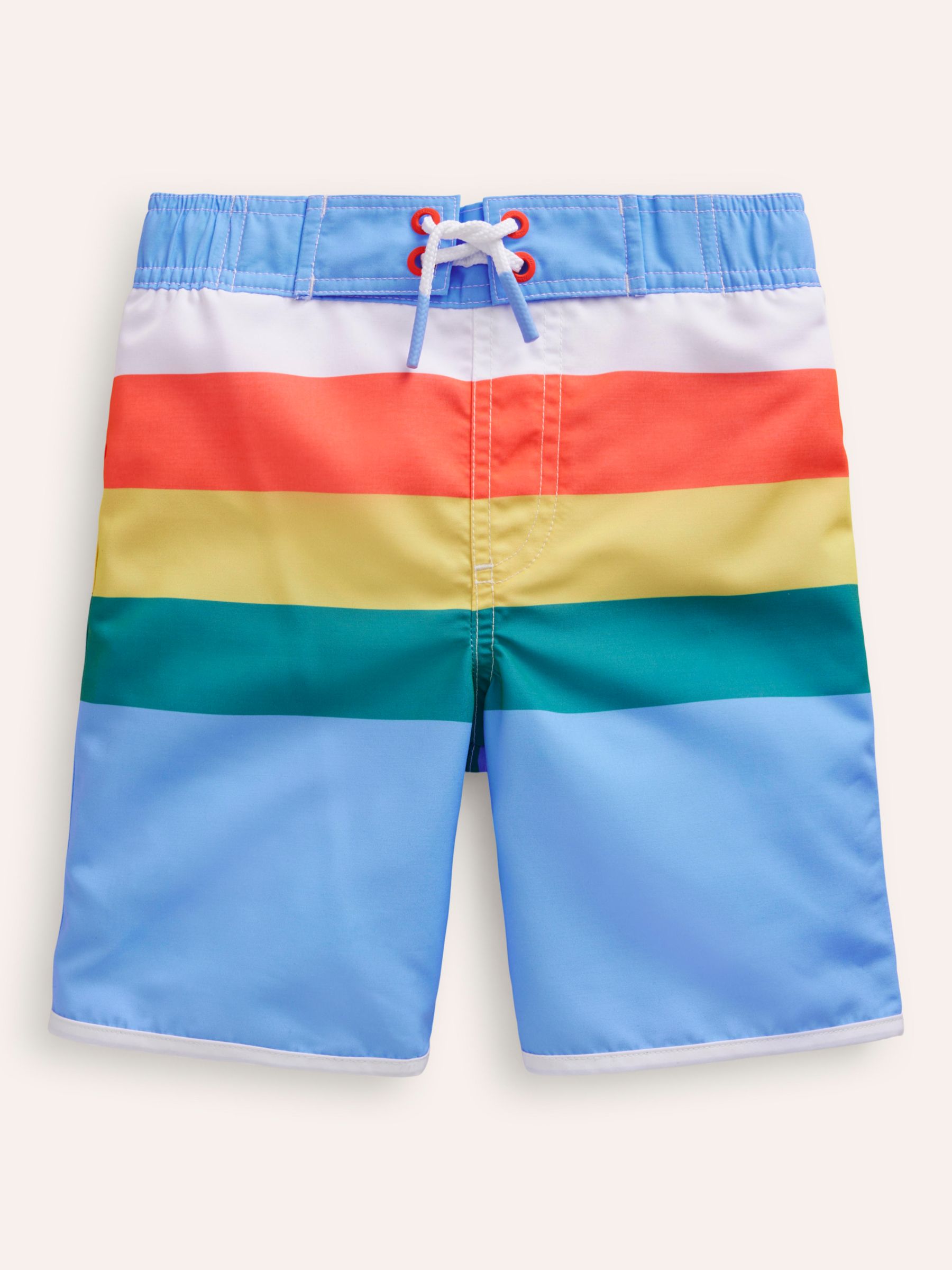 Buy Mini Boden Kids' Stripe Board Swim Shorts, Blue/Multi Online at johnlewis.com