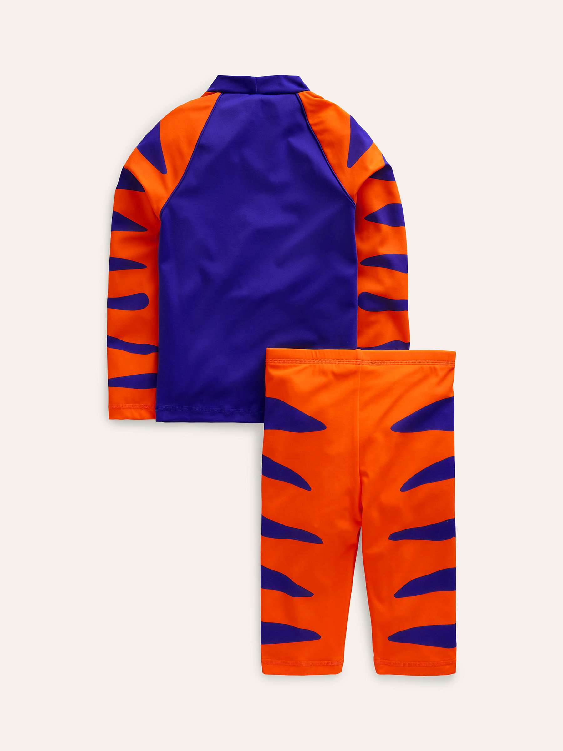 Buy Mini Boden Kids' Sun Safe Tiger Stripe Surf Set, Blue/Mandarin Orange Online at johnlewis.com