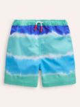 Mini Boden Kids' Tie Dye Swim Shorts, Blue/Multi