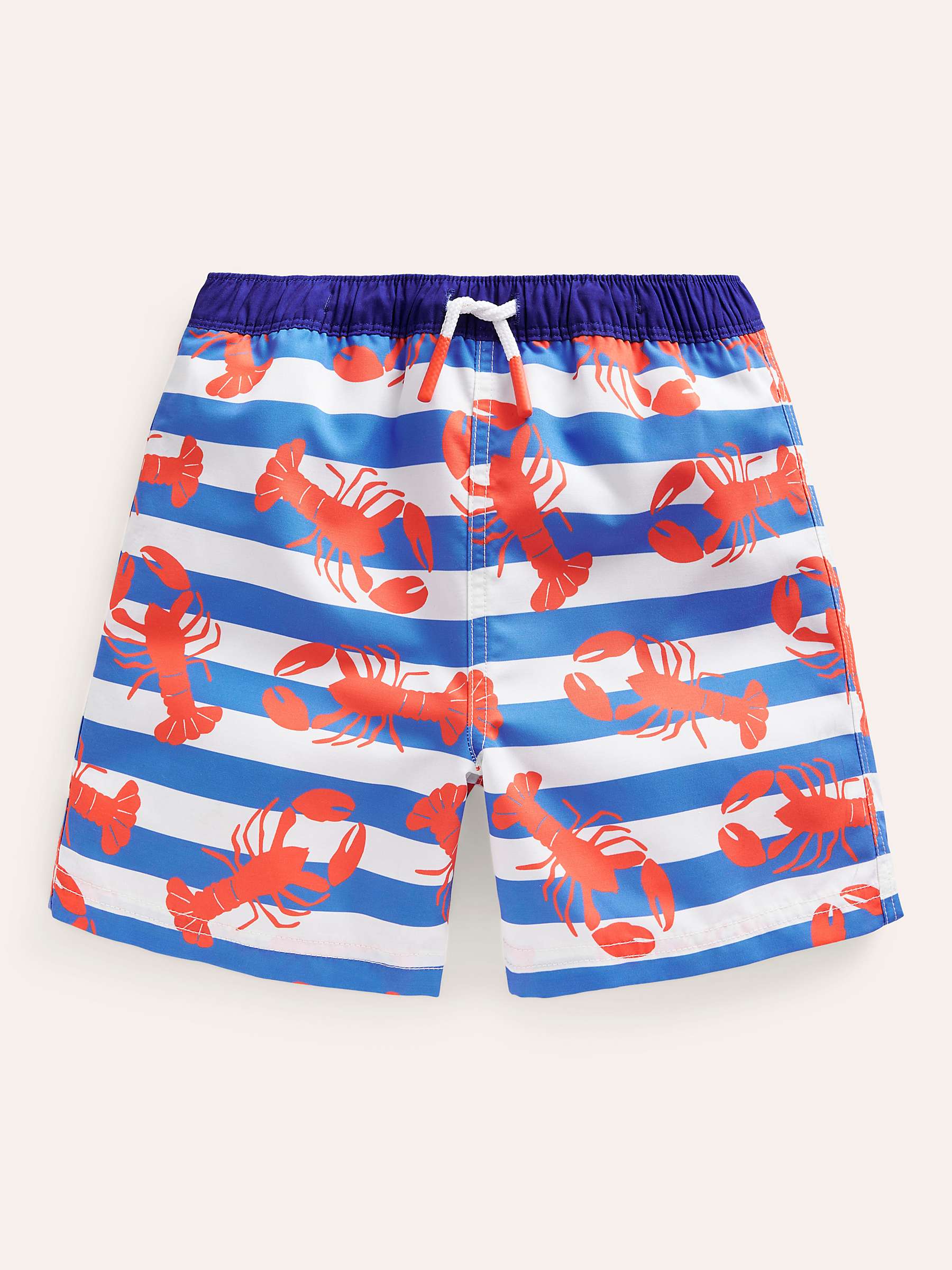 Buy Mini Boden Kids' Lobster Stripe Swim Shorts, Red/Blue Online at johnlewis.com