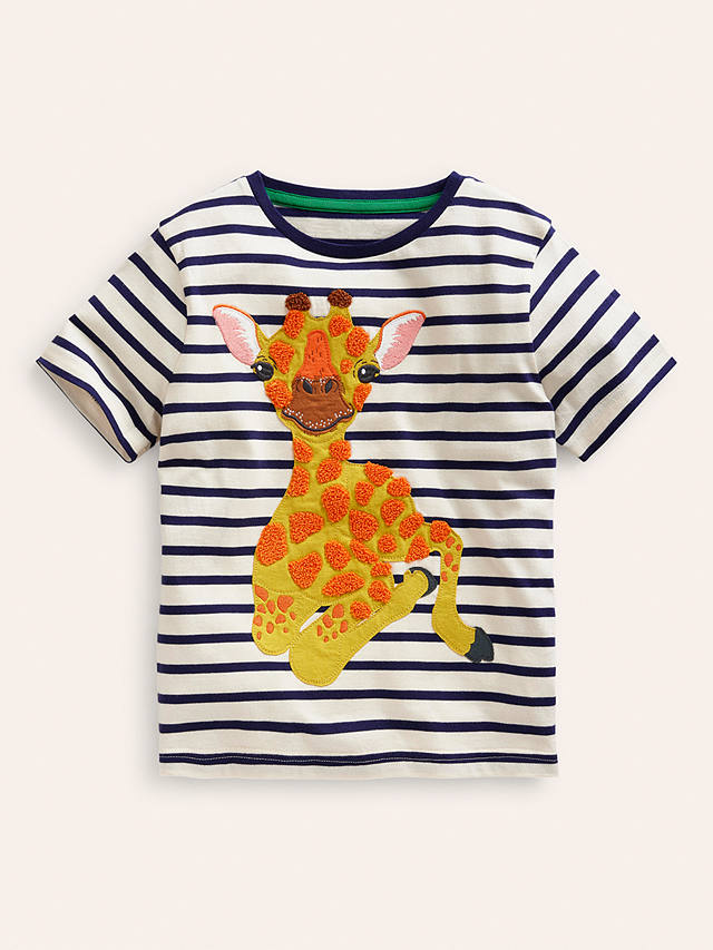 Boden Kids' Giraffe Applique T-Shirt, Multi