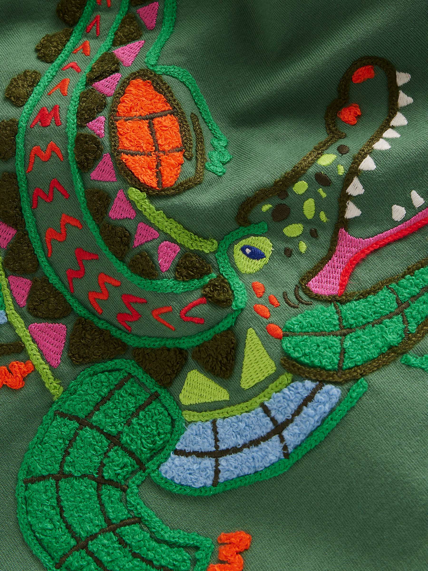 Buy Boden Kids' Chainstitch Crocodile T-Shirt, Green/Multi Online at johnlewis.com