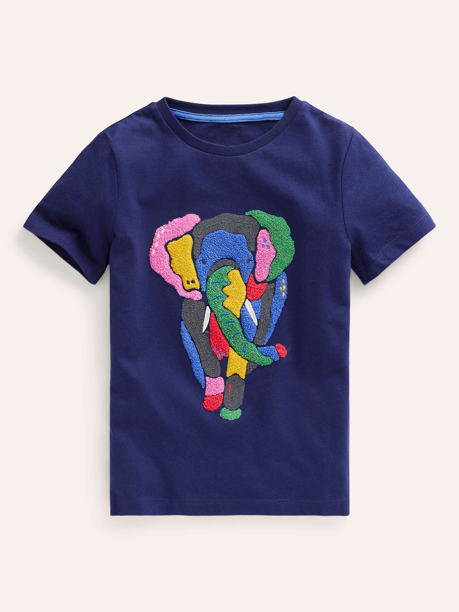 Buy Mini Boden Kids' Chainstitch Elephant T-Shirt, Navy/Multi Online at johnlewis.com