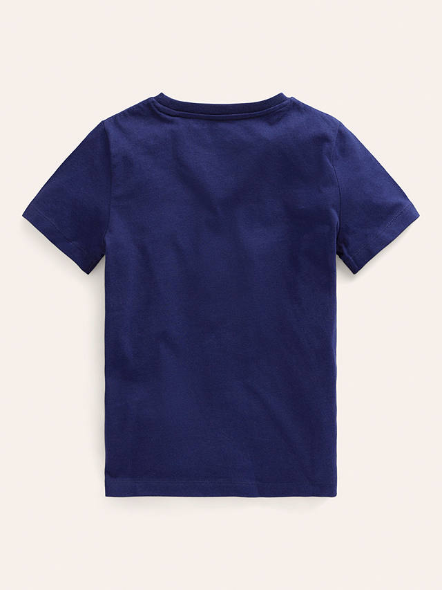 Mini Boden Kids' Chainstitch Elephant T-Shirt, Navy/Multi