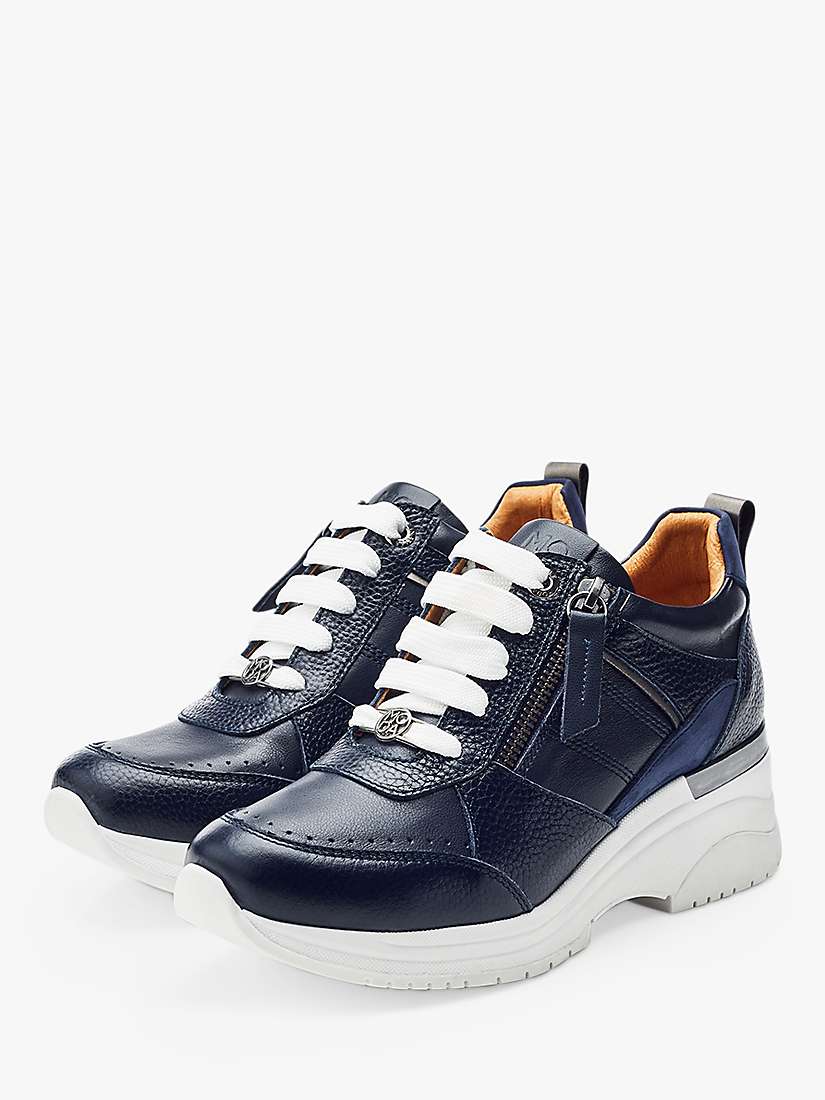 Buy Moda in Pelle Alican Leather Trainers, Navy Online at johnlewis.com
