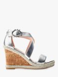 Moda in Pelle Pursuit Textured Cork Wedge Heel Sandals, Silver