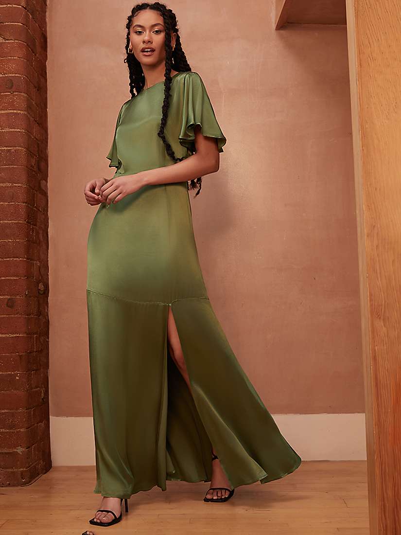 Buy Rewritten Sienna Flutter Sleeve Satin Maxi Dress Online at johnlewis.com