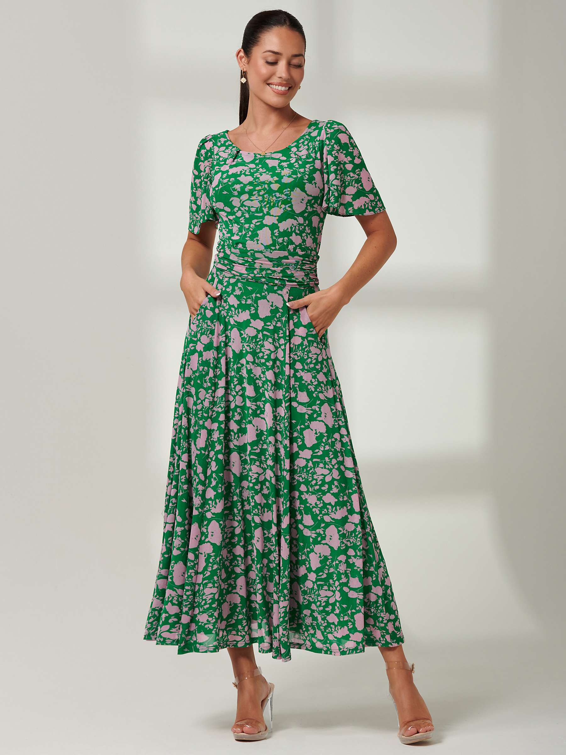 Buy Jolie Moi Paityn Abstract Print Mesh Maxi Dress, Green/Pink Online at johnlewis.com