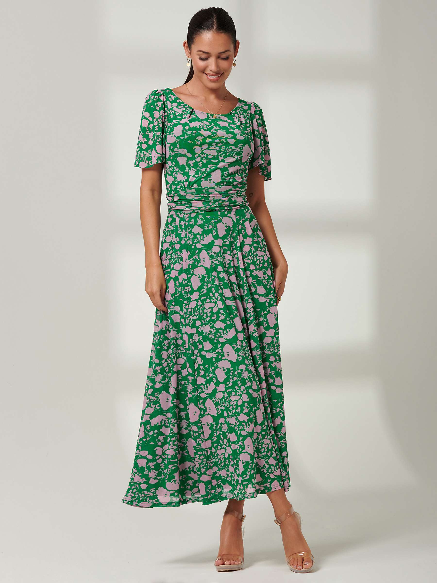 Buy Jolie Moi Paityn Abstract Print Mesh Maxi Dress, Green/Pink Online at johnlewis.com
