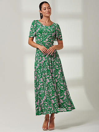 Jolie Moi Paityn Abstract Print Mesh Maxi Dress, Green/Pink