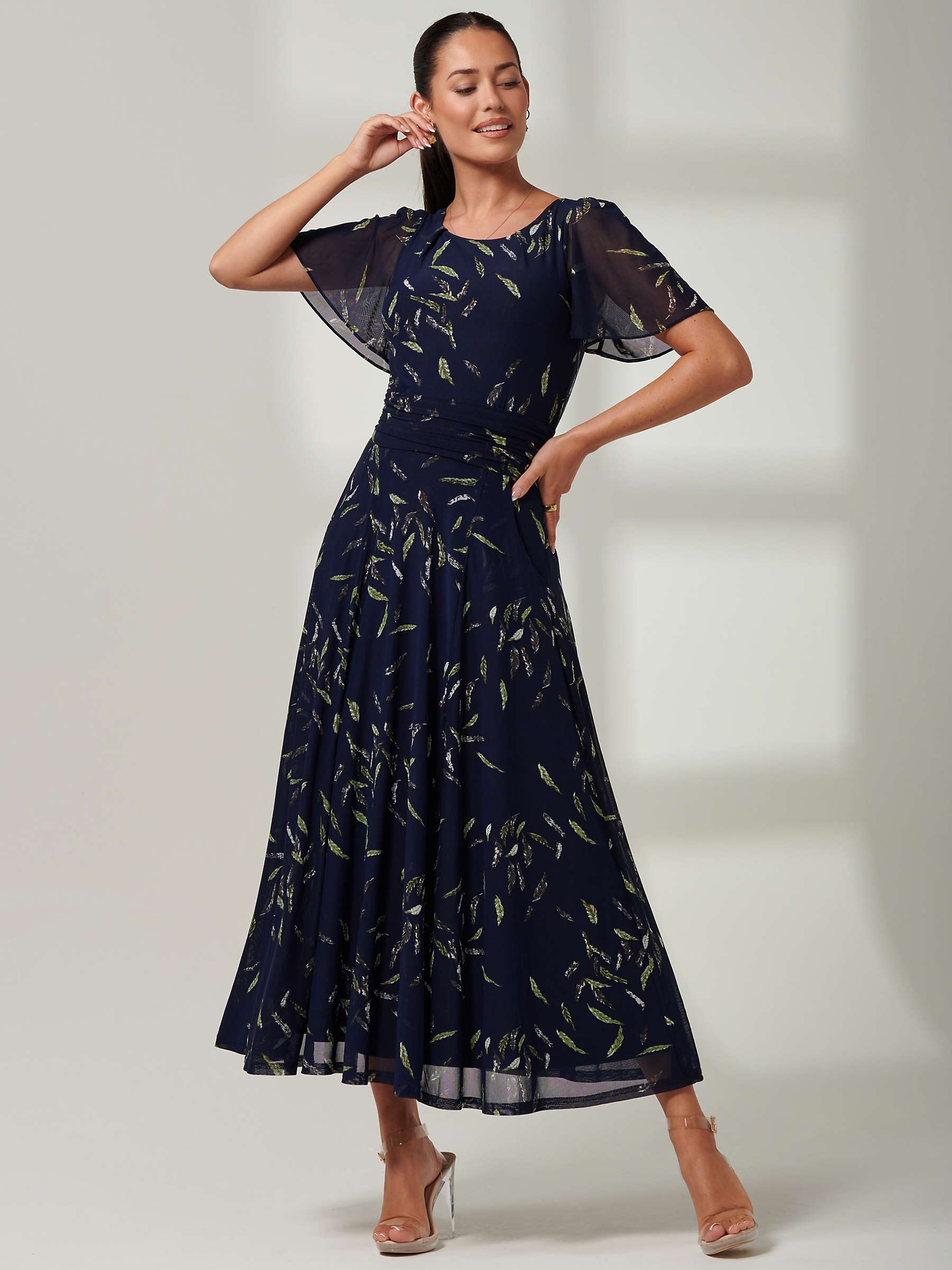Buy Jolie Moi Elvira Leaf Print Maxi Dress, Navy/Multi Online at johnlewis.com