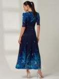 Jolie Moi Kinley Mirrored Leaf Print Maxi Wrap Dress, Navy/Multi