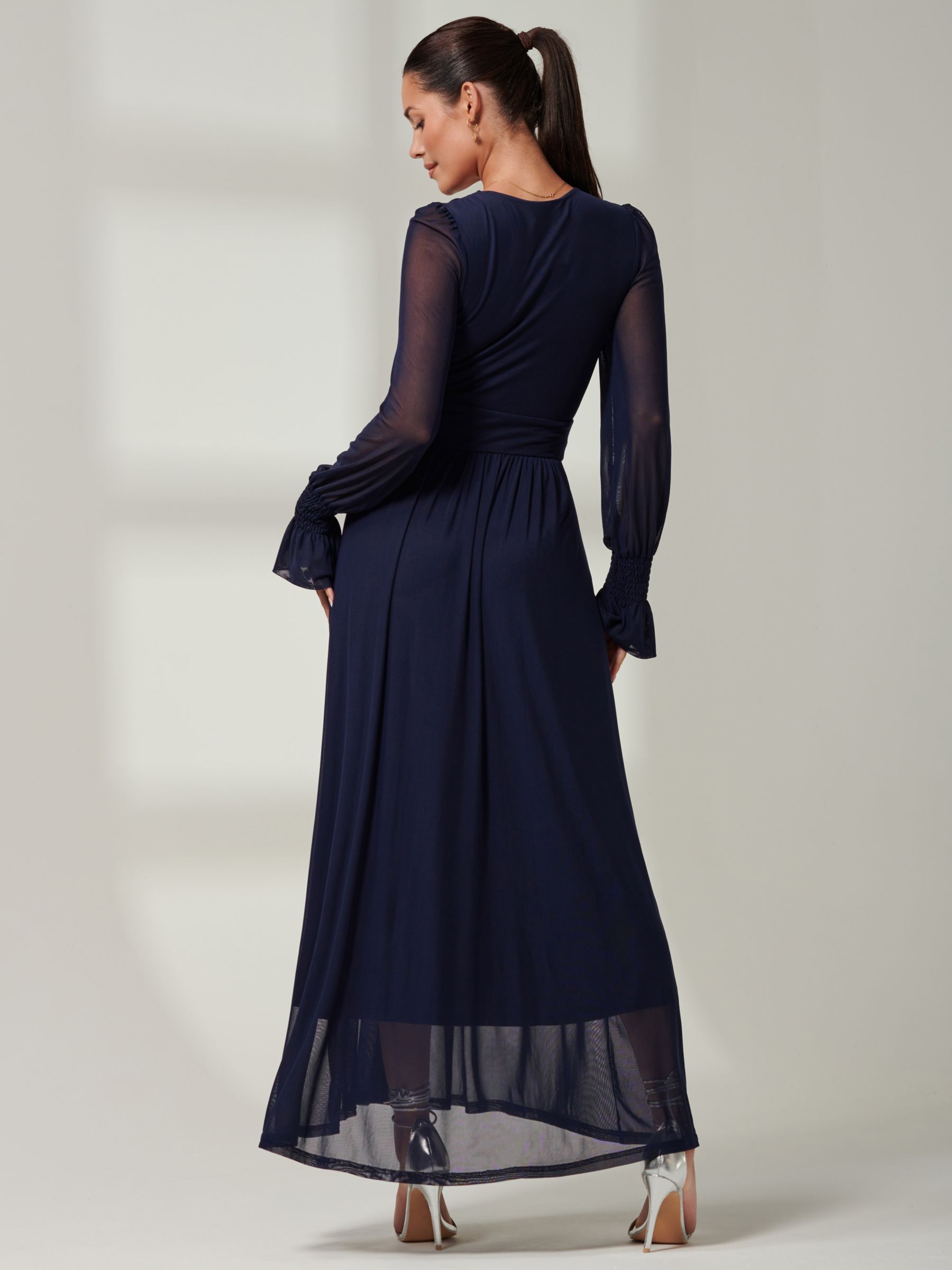 Jolie Moi Greta Mesh Maxi Dress, Navy