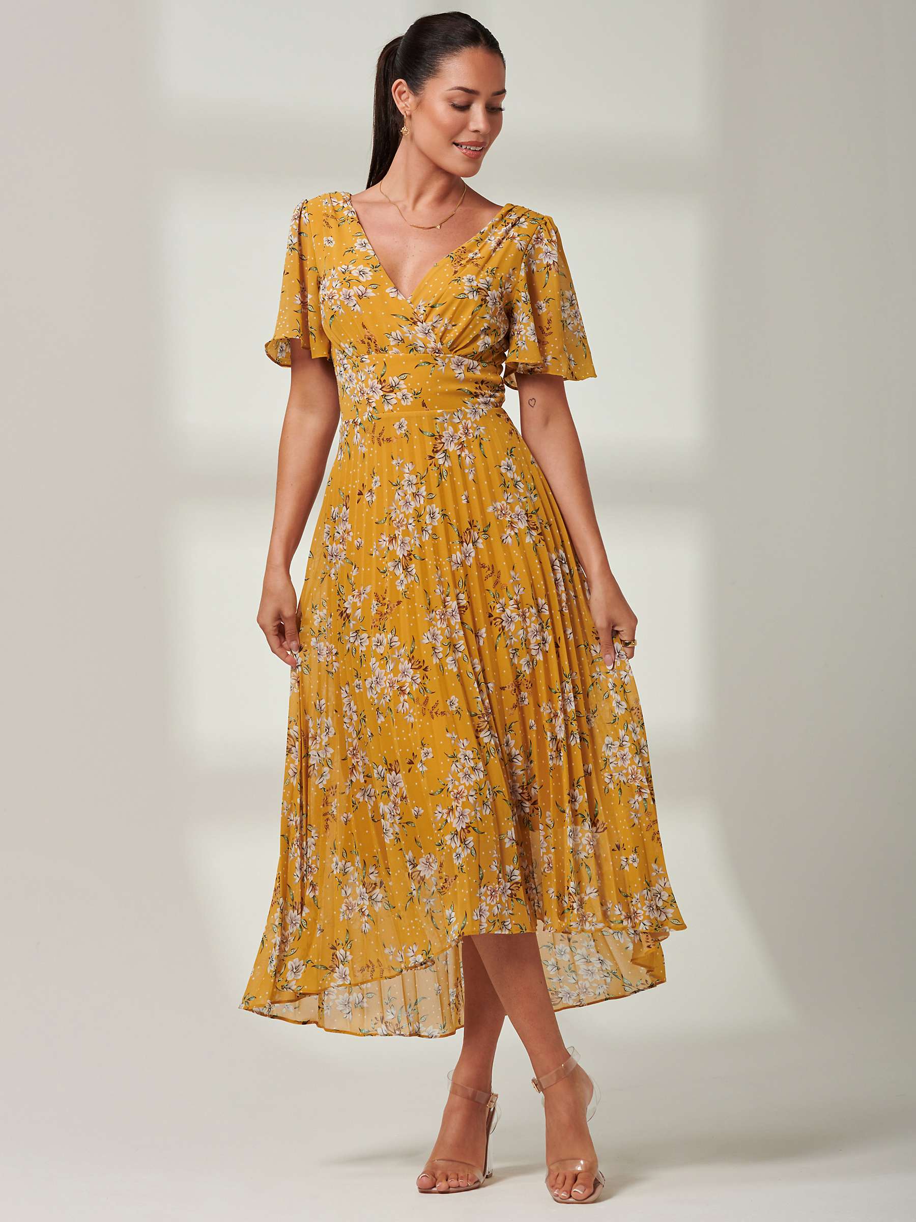 Buy Jolie Moi Olenna Floral Print Chiffon Maxi Dress, Yellow/Multi Online at johnlewis.com