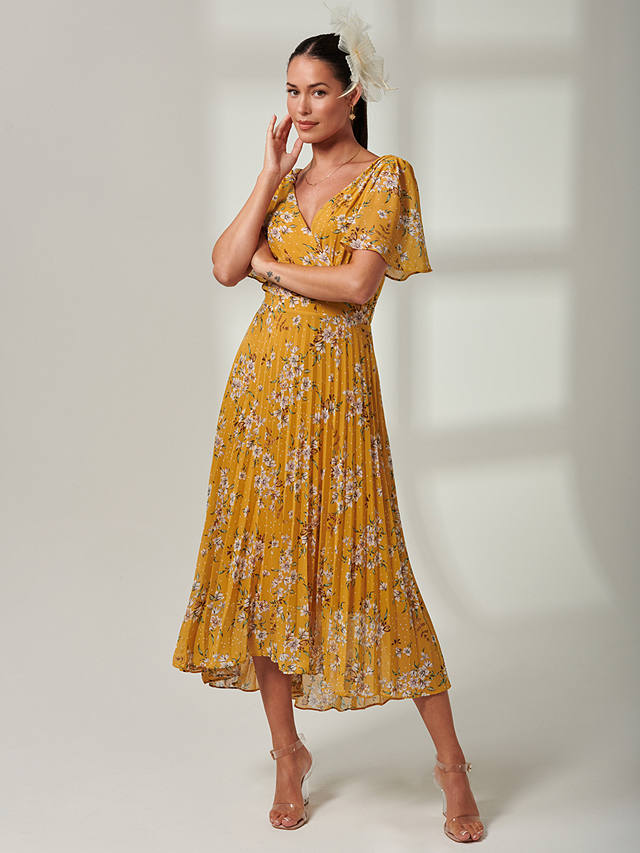 Jolie Moi Olenna Floral Print Chiffon Maxi Dress, Yellow/Multi