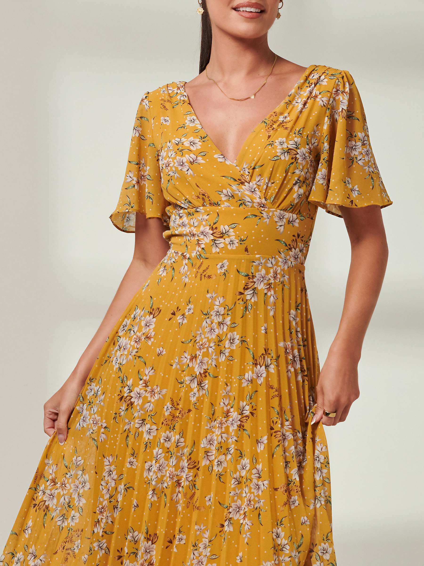 Buy Jolie Moi Olenna Floral Print Chiffon Maxi Dress, Yellow/Multi Online at johnlewis.com