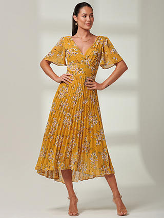 Jolie Moi Olenna Floral Print Chiffon Maxi Dress, Yellow/Multi