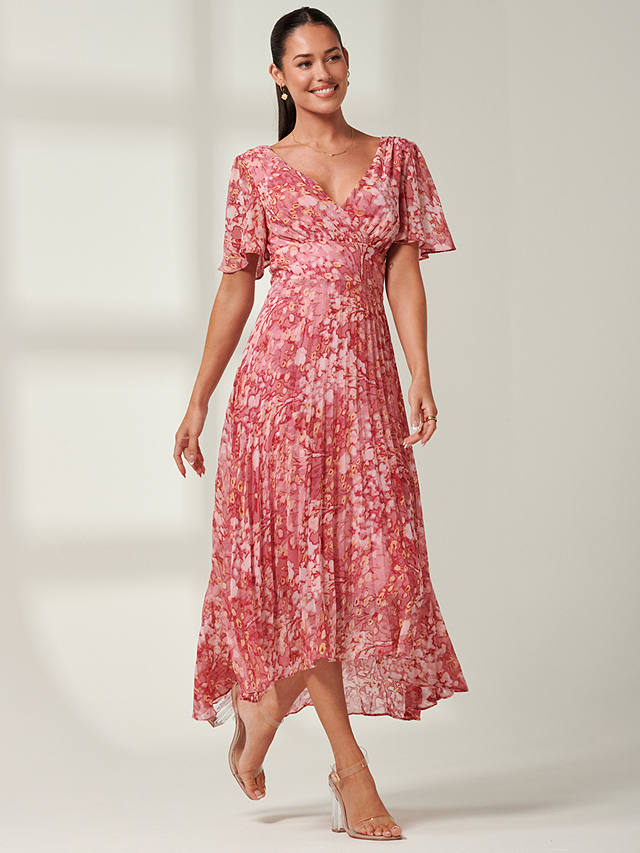 Jolie Moi Olenna Abstract Print Chiffon Maxi Dress, Red/Multi