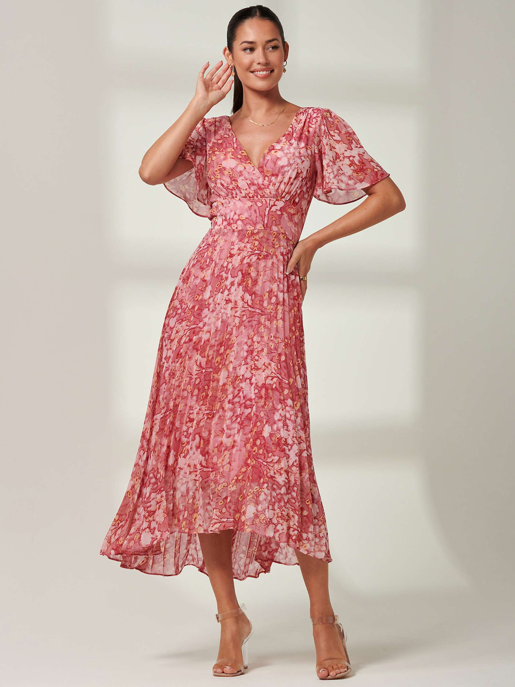 Buy Jolie Moi Olenna Abstract Print Chiffon Maxi Dress, Red/Multi Online at johnlewis.com