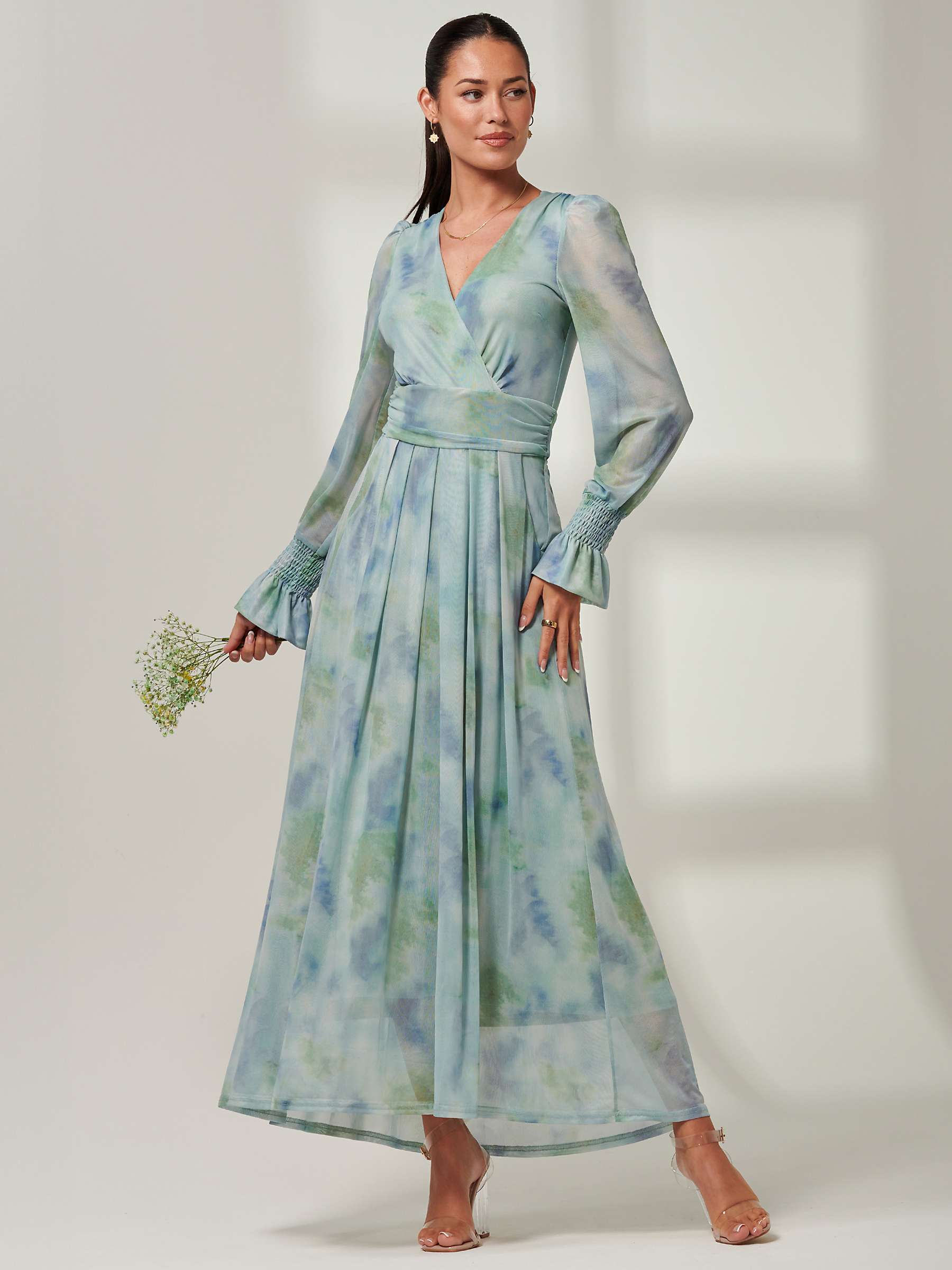 Buy Jolie Moi Tie Dye Print Mesh Maxi Dress, Green/Multi Online at johnlewis.com