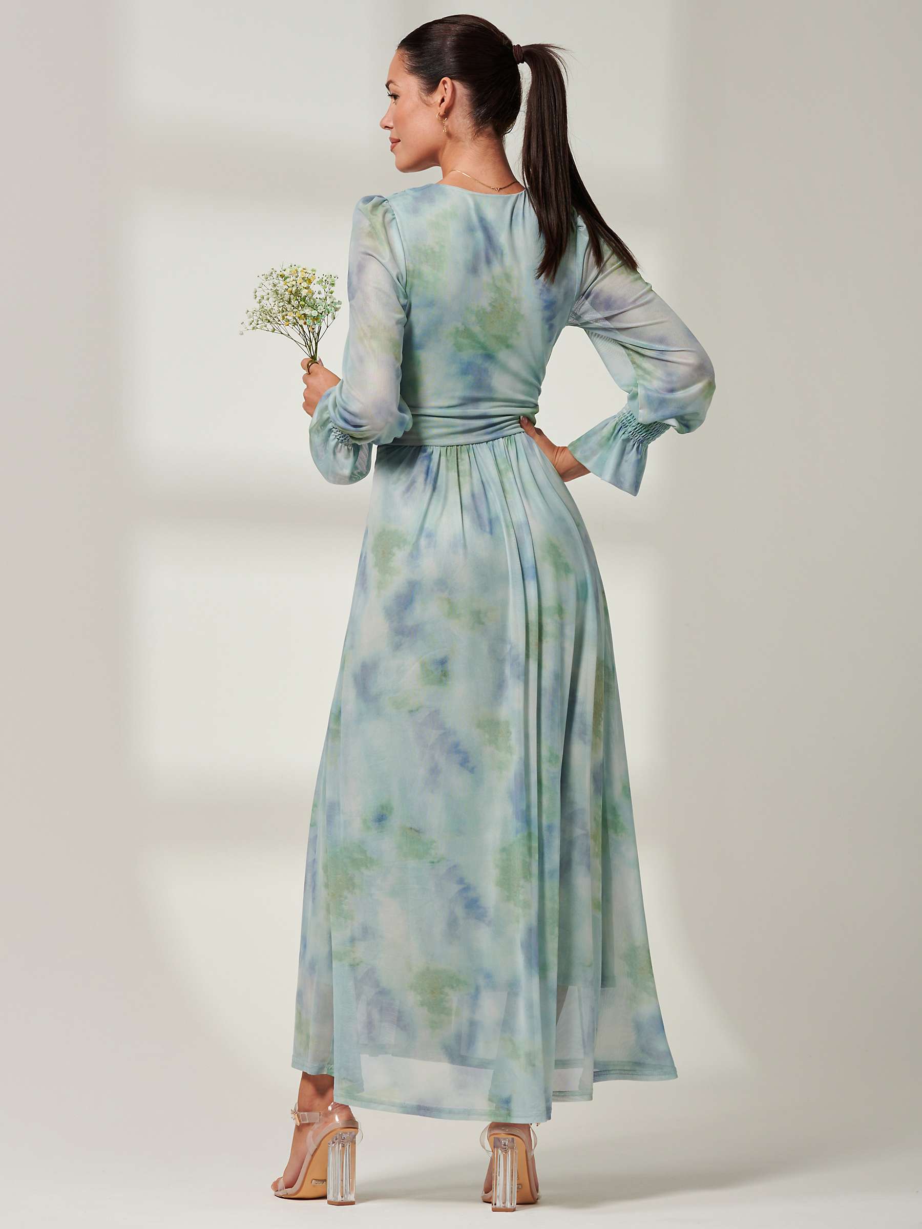 Buy Jolie Moi Tie Dye Print Mesh Maxi Dress, Green/Multi Online at johnlewis.com