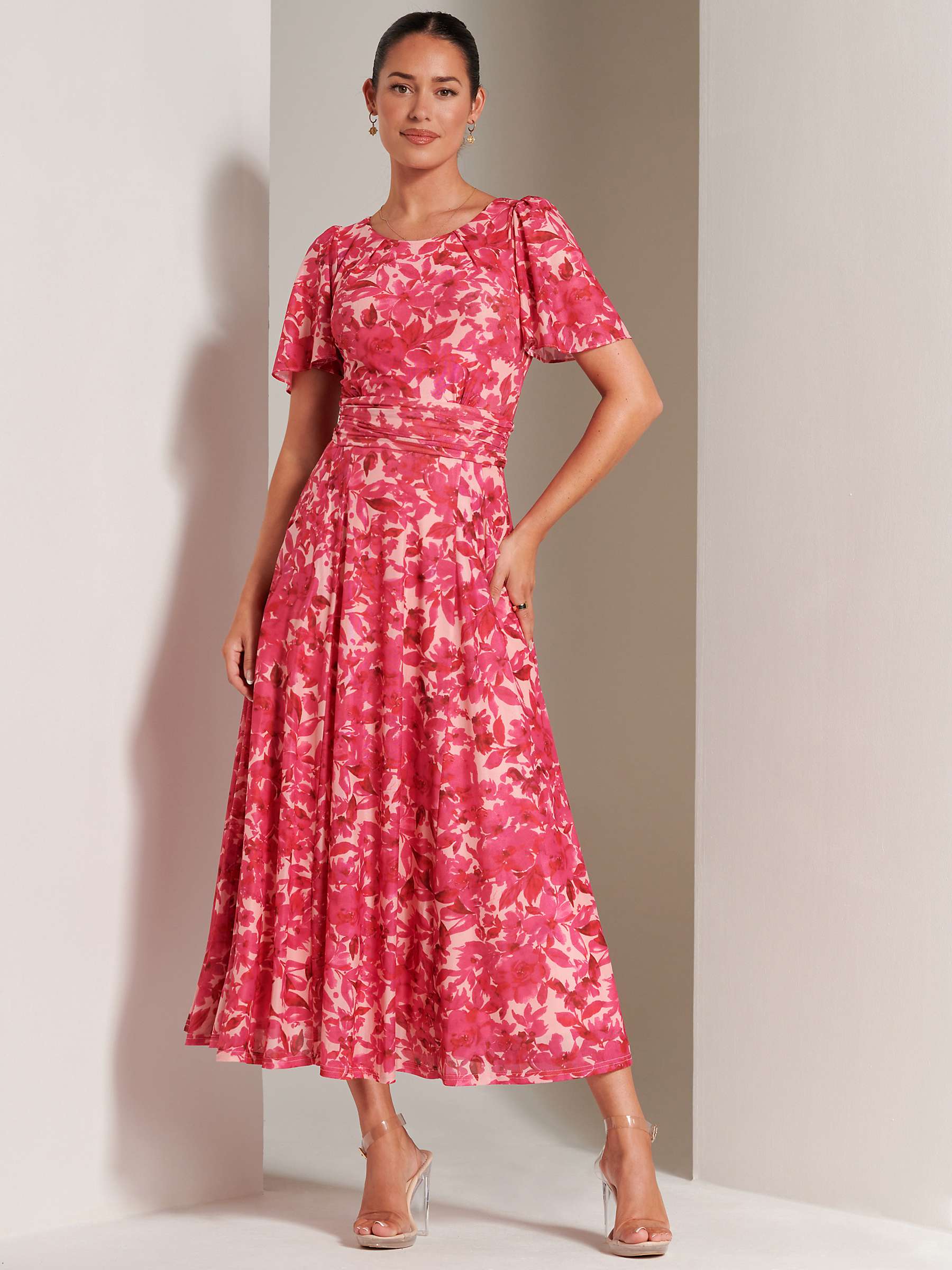 Buy Jolie Moi Elvira Floral Print Maxi Dress, Pink/Multi Online at johnlewis.com