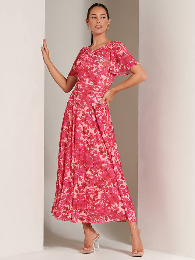 Jolie Moi Elvira Floral Print Maxi Dress, Pink/Multi