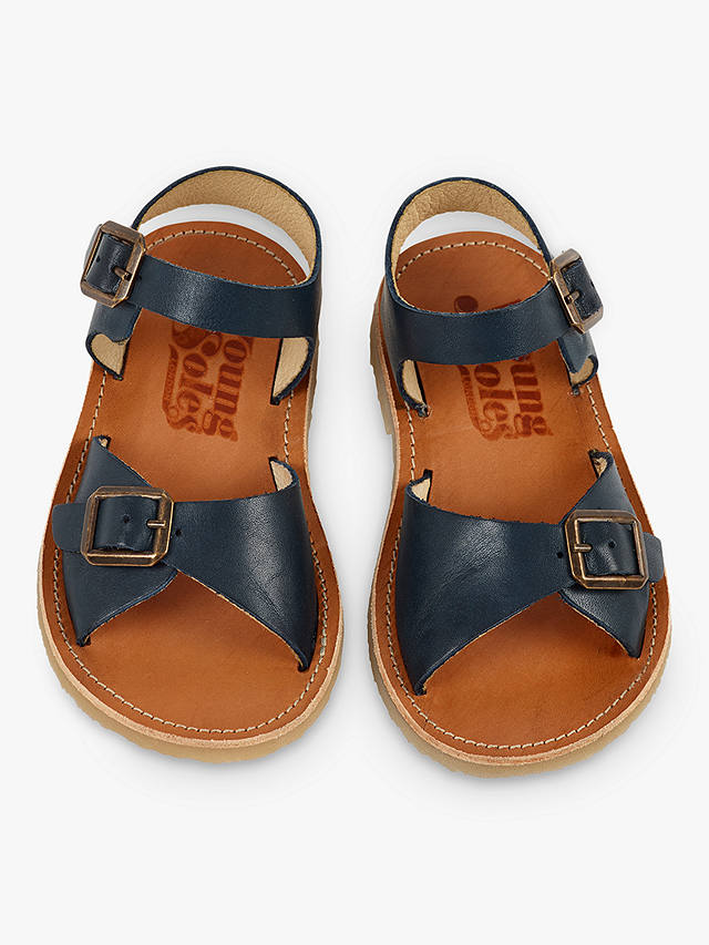 Young Soles Kids' Sonny Two Part Leather Sandals, Navy