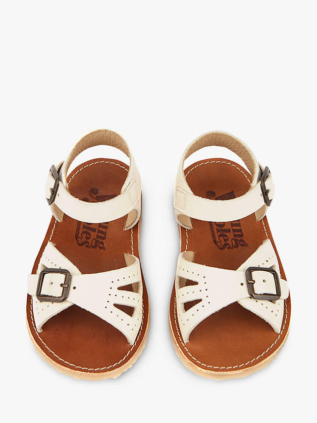 Young Soles Kids' Pearl Two Part Leather Sandals, Vanilla