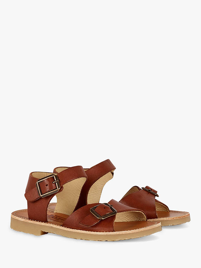 Young Soles Kids' Sonny Two Part Leather Sandals, Chestnut Brown