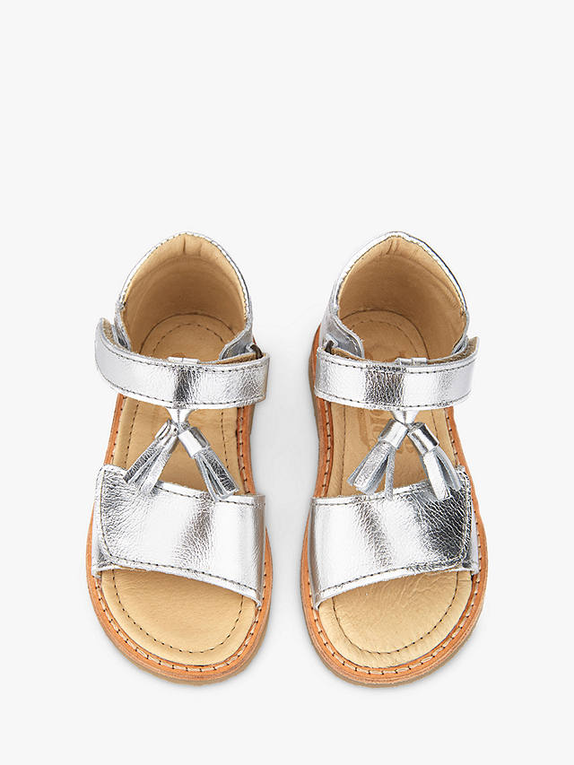 Young Soles Kids' Flo Tassel Detail Leather Sandals, Silver