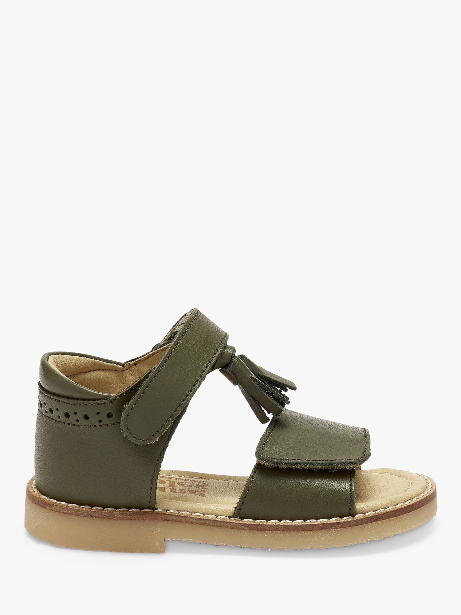 Young Soles Kids' Flo Tassel Detail Leather Sandals, Olive, 5.5 Jnr