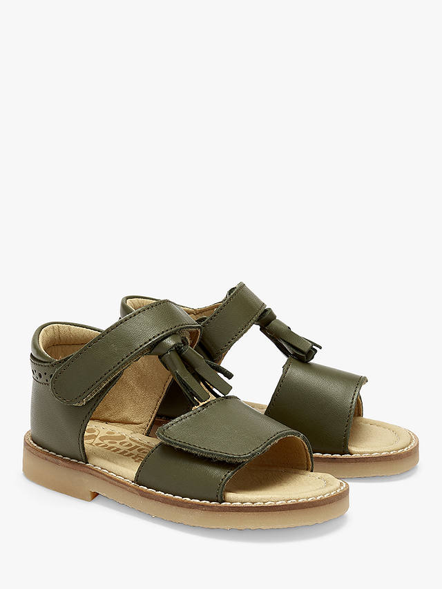 Young Soles Kids' Flo Tassel Detail Leather Sandals, Olive
