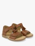 Young Soles Kids' Flo Tassel Detail Leather Sandals, Burnished Tan