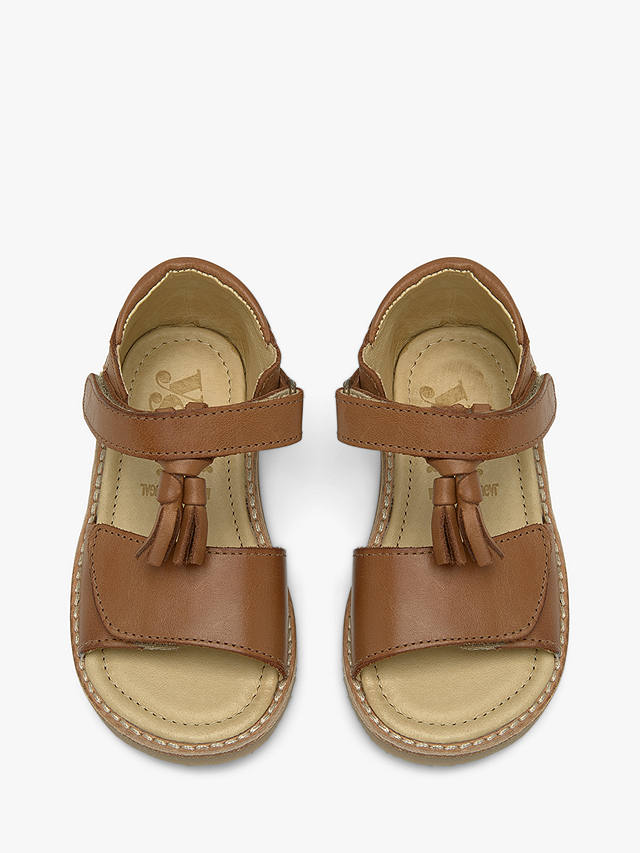 Young Soles Kids' Flo Tassel Detail Leather Sandals, Burnished Tan