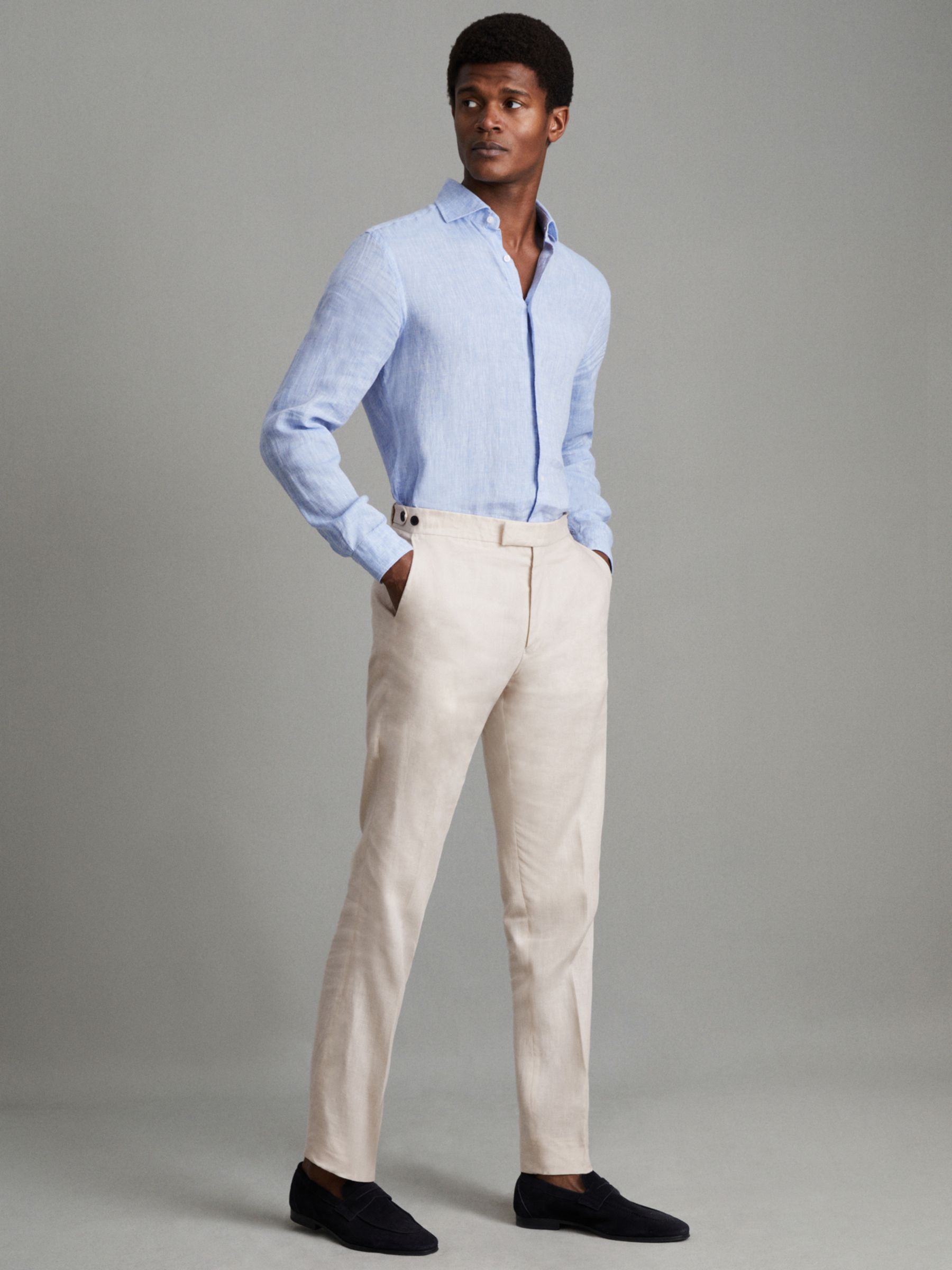 Buy Reiss Kin Linen Slim Fit Mixer Trousers Online at johnlewis.com