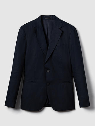 Reiss Kin Linen Tailored Jacket, Navy