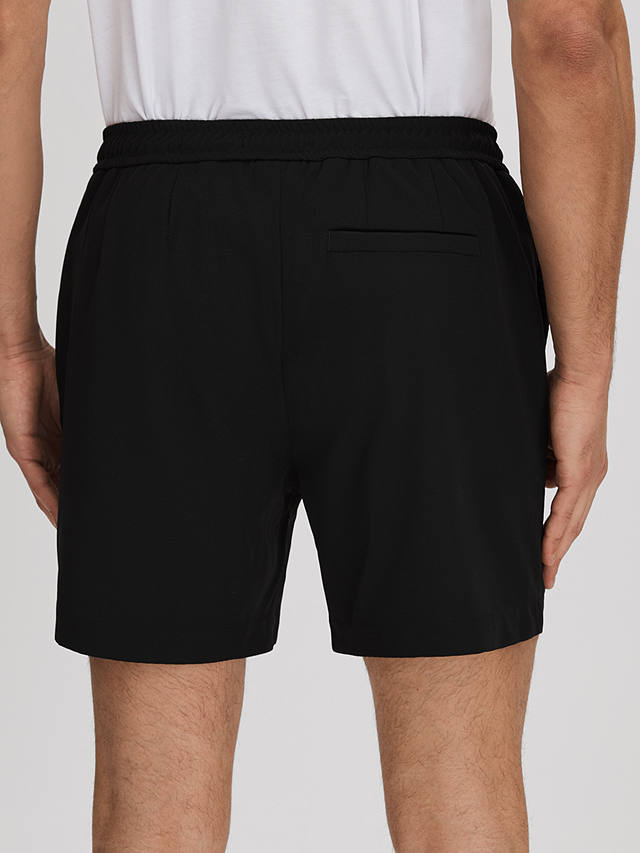 Reiss Newmark Textured Drawstring Shorts, Black