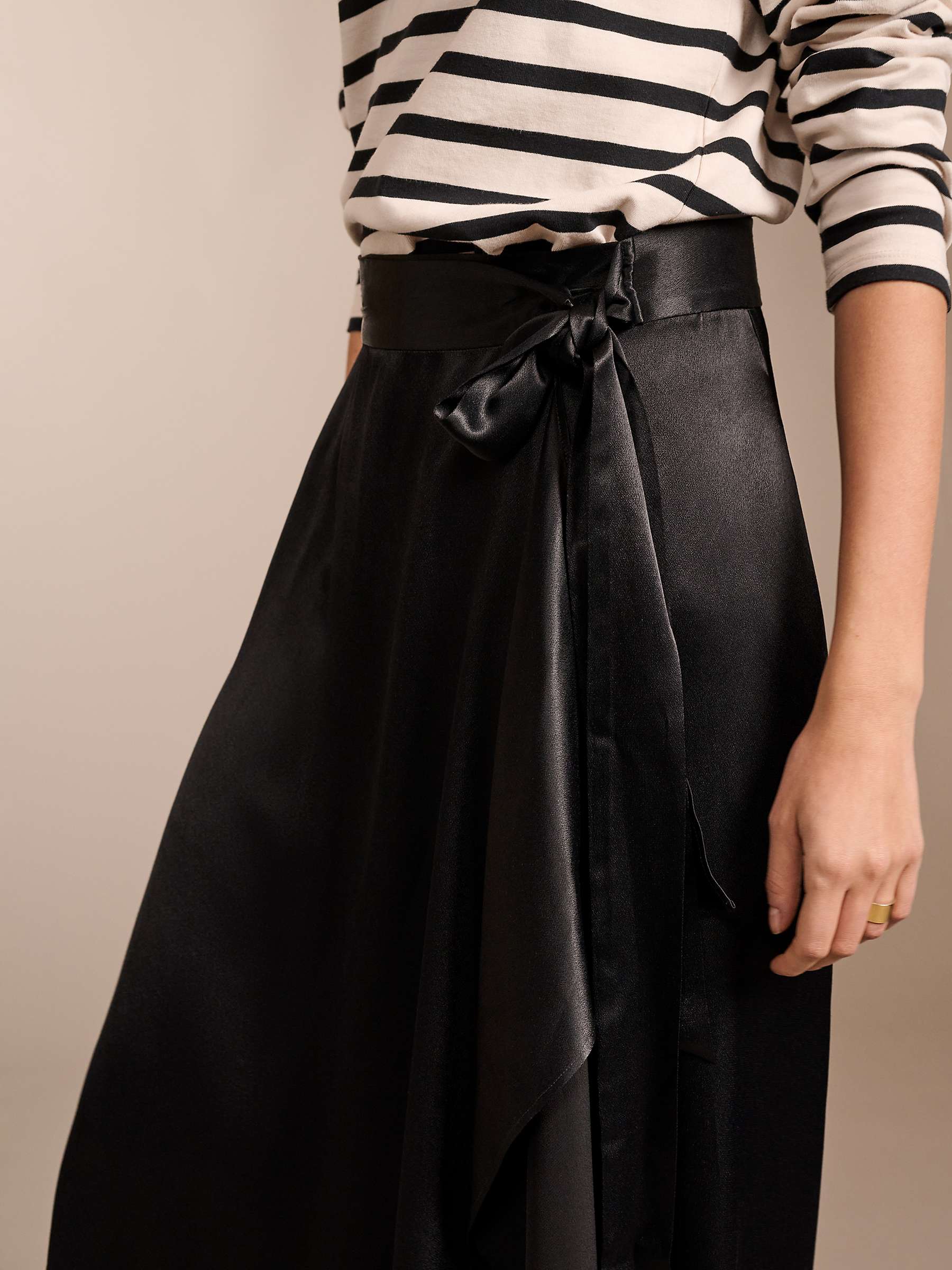 Buy Baukjen Federica Satin Crepe Wrap Midi Skirt, Caviar Black Online at johnlewis.com