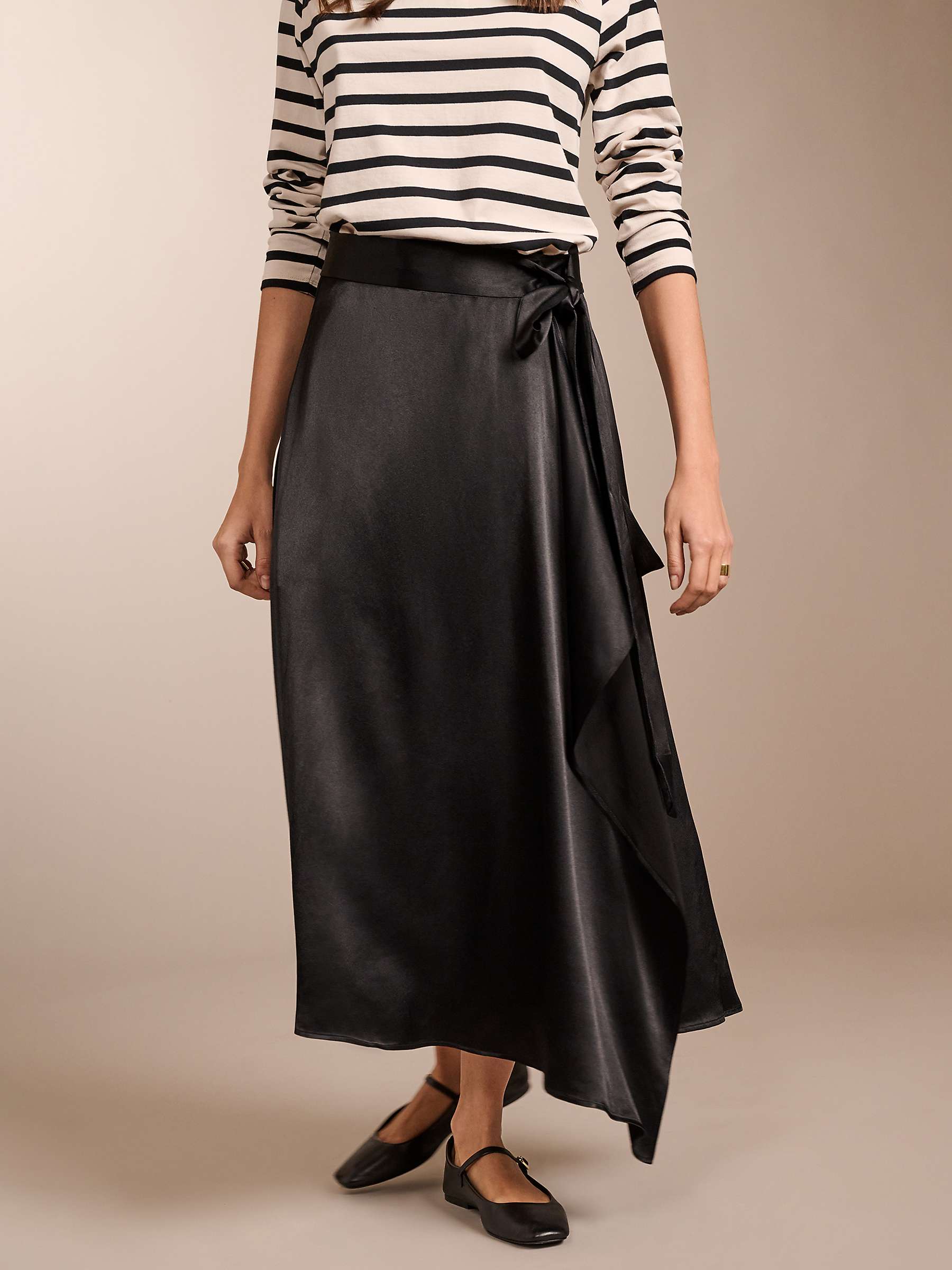 Buy Baukjen Federica Satin Crepe Wrap Midi Skirt, Caviar Black Online at johnlewis.com