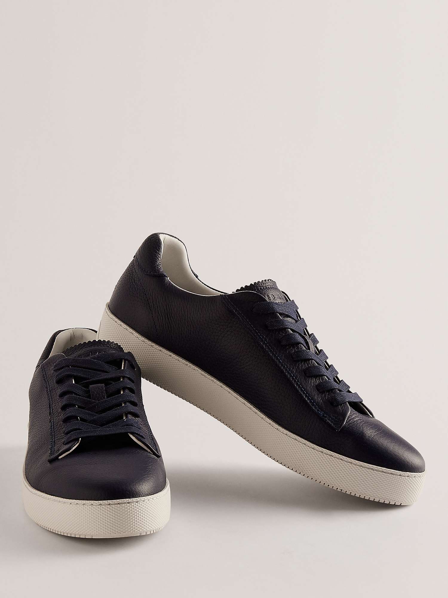Ted Baker Leather Pebble Trainers, Navy at John Lewis & Partners