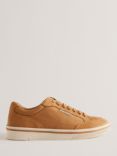 Ted Baker Hampstd Leather Contrast Detail Court Trainers, Brown Tan