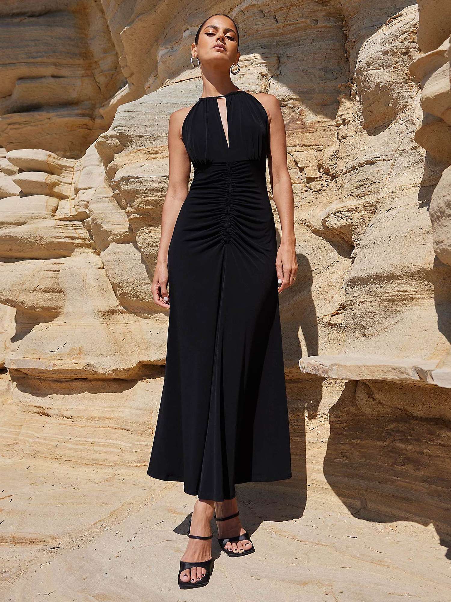 Buy Ro&Zo Jersey Halterneck Midi Dress, Black Online at johnlewis.com