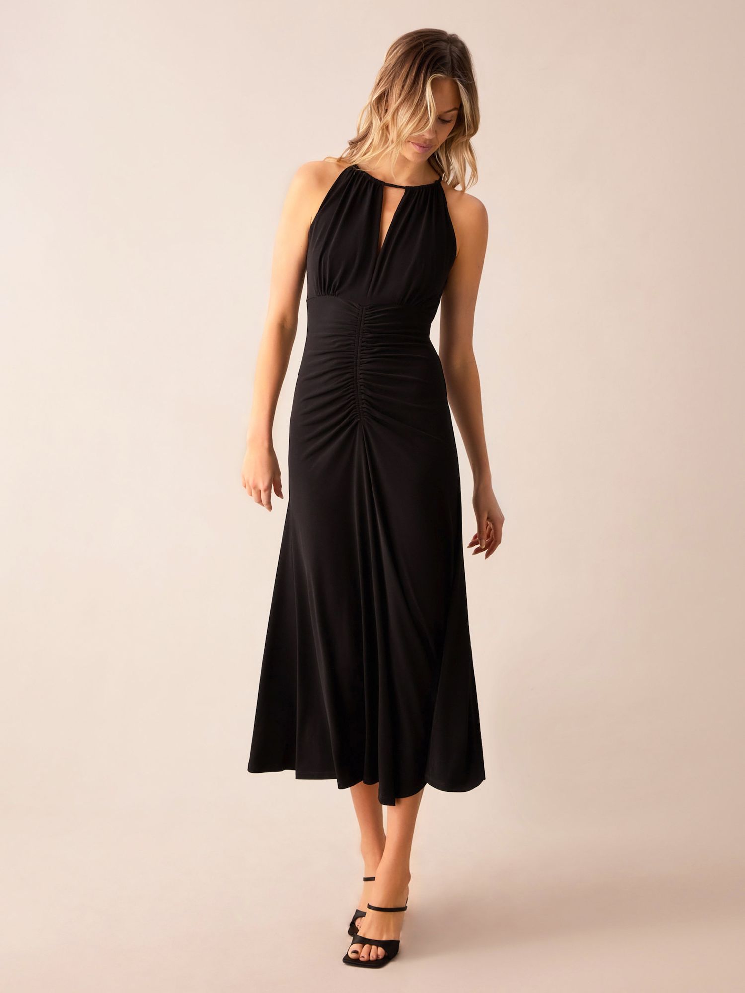 Ro&Zo Jersey Halterneck Midi Dress, Black, 6