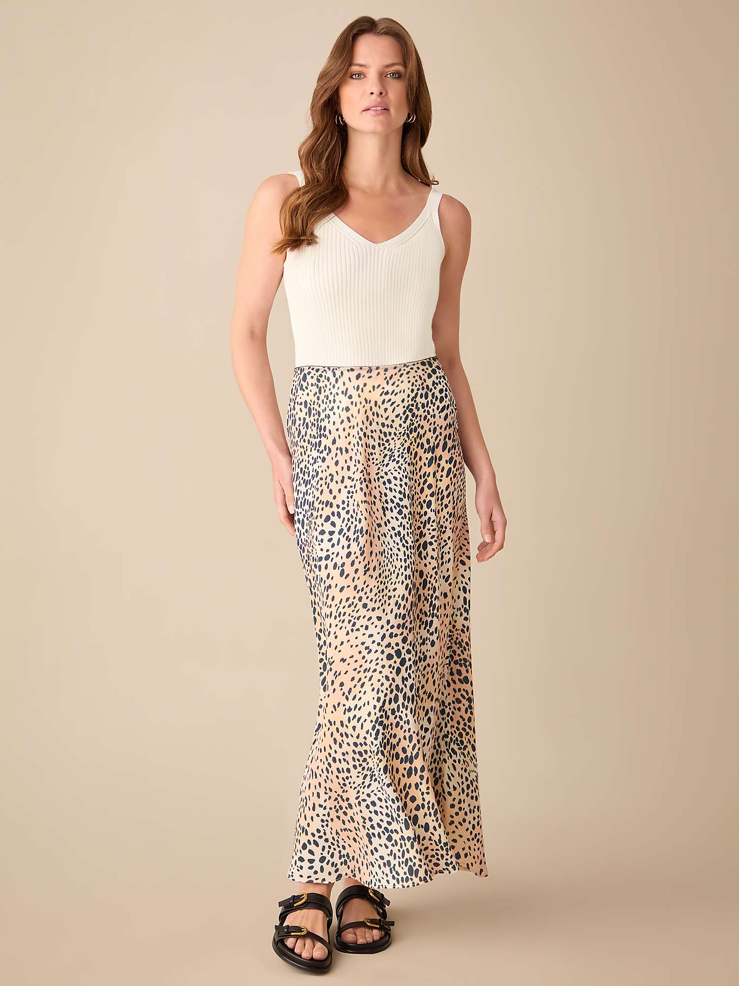 Buy Ro&Zo Petite Leopard Print Maxi Skirt, Beige/Black Online at johnlewis.com